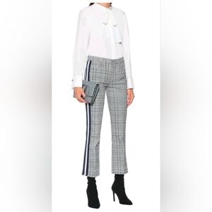 MOTHER The Insider Blue Gray Plaid Navy & White Racing Stripe Ankle Pants Sz 31